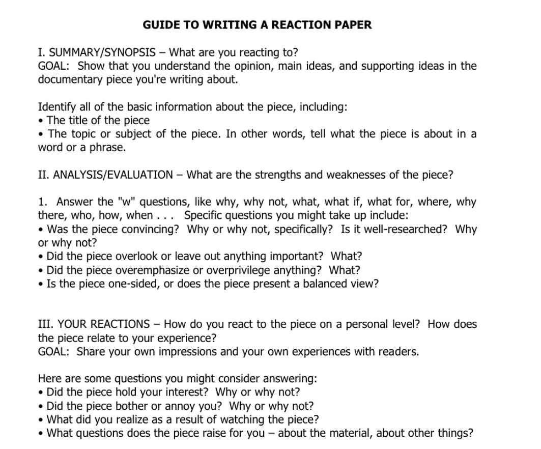 How to write a reaction paper on a book