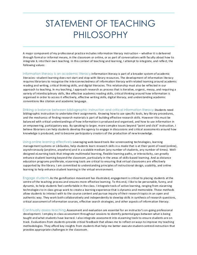 sample philosophy of education paper