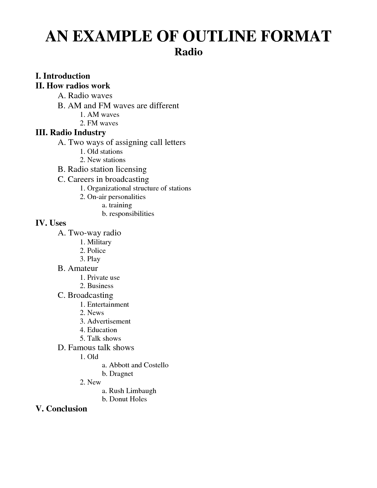 research paper outline format